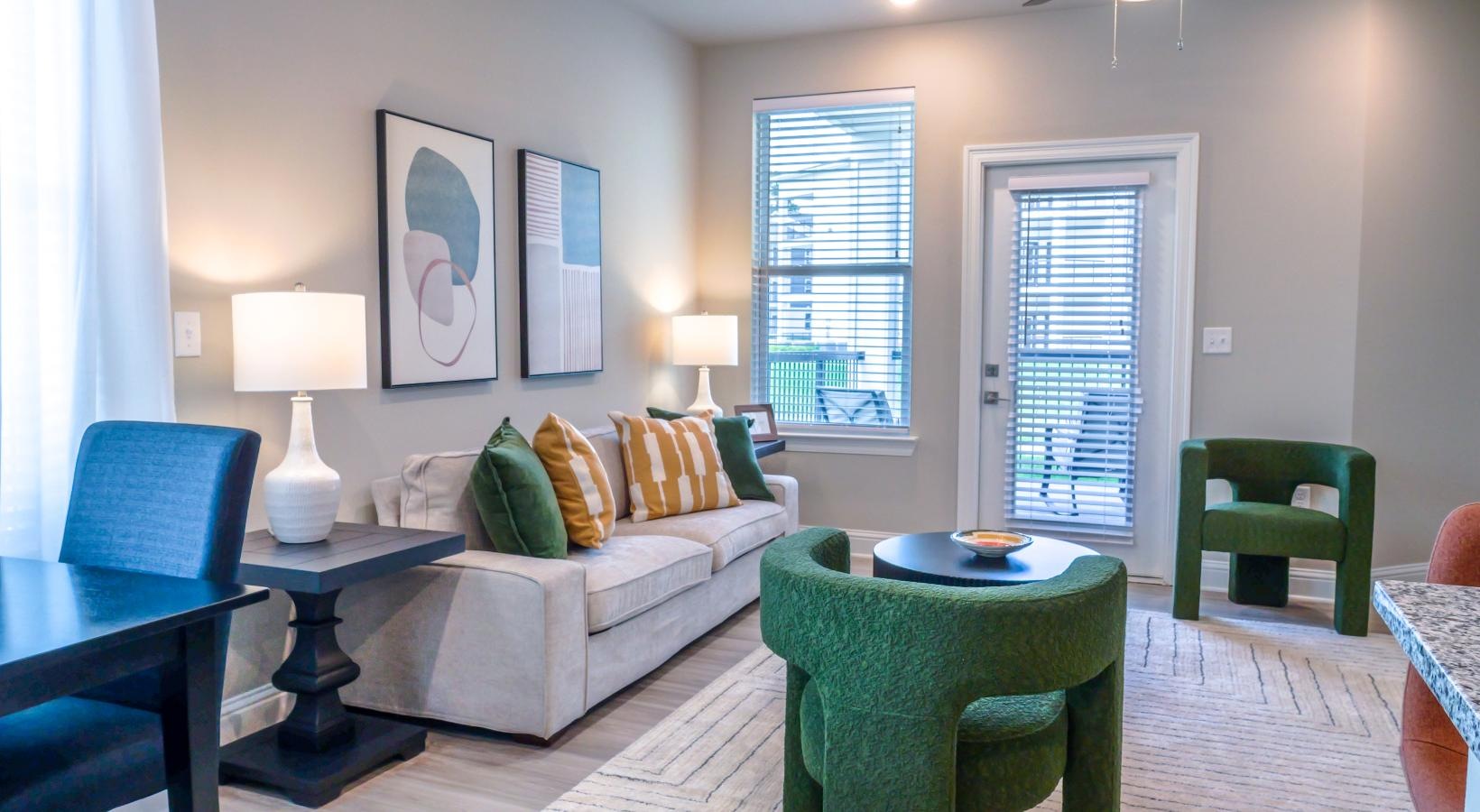 Gorgeous living areas to entertain and enjoy a living room with a couch and chairs
