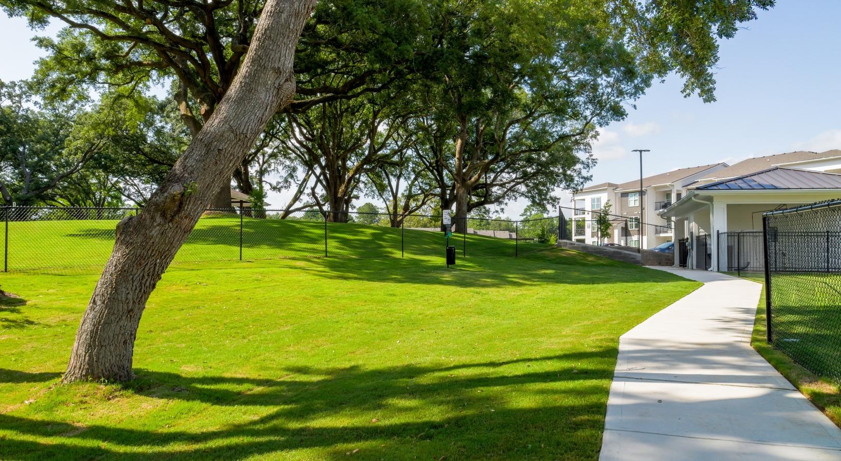 Settle into comfort at The Flats at East Bay a tree in a grassy area
