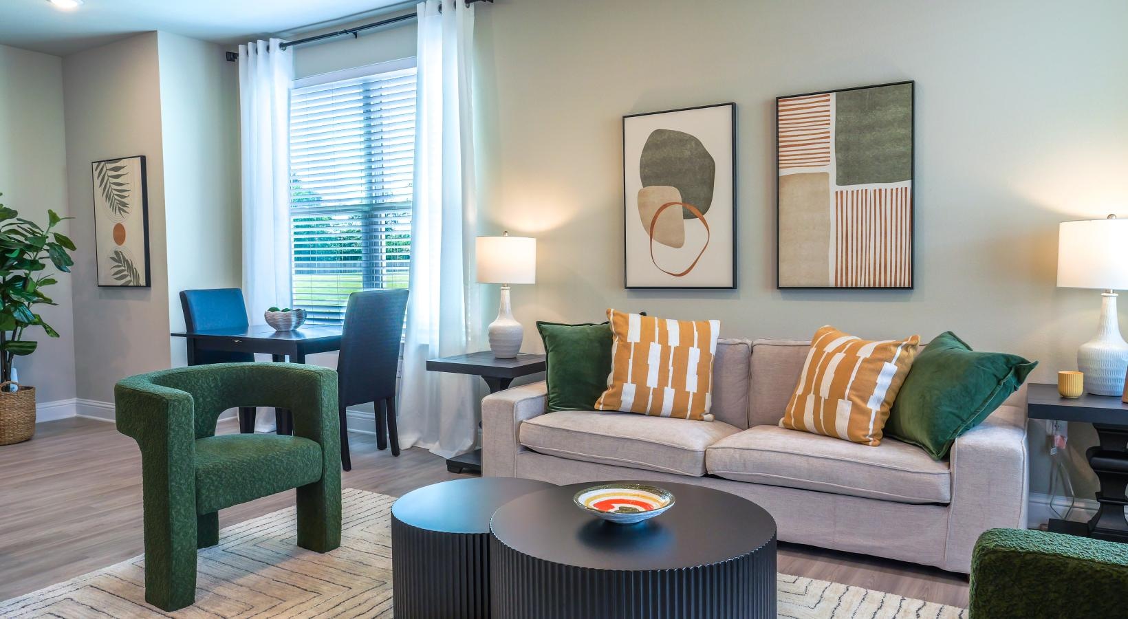 The essence of exceptional living a living room with a couch and a coffee table